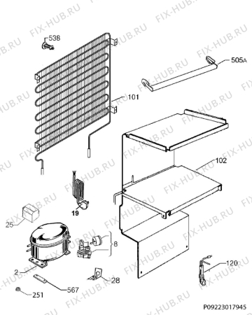 Взрыв-схема холодильника Zanussi ZFT11104WA - Схема узла Cooling system 017